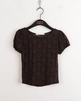 レイヤードシースルーレースパフ半袖Tシャツ/Poel layered see-through lace puff short sleeve T-shirt