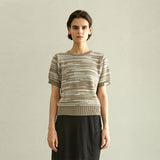ノイズハーフスリーブニット/NOISE HALF SLEEVE KNIT (BEIGE)