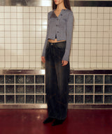 デニムダイアゴナルステッチドパンツ / DENIM DIAGONAL STITCHED PANTS (BLACK)