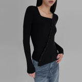 [MADE] Daan Square Neck Diagonal Knit