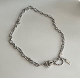 halo サージカルスティールハートロックドロップツーラインネックレス / halo Surgical Steel Heart Lock Drop Two-Line Necklace