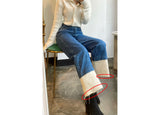 セミワイドフィットデニムパンツ/SEMI WIDE FIT BLUE + WHITE DENIM PANTS [17724]