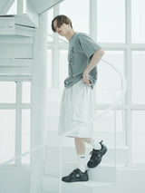 バミューダワイドカーゴパンツ / P1013 BERMUDA WIDE CARGO PANTS_WHITEMELANGE