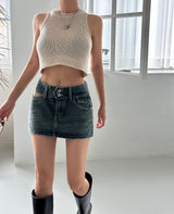 Cutting Lowrise Denim Miniskirt