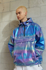 コージーフーデッドアノラックジャケット/BSR2223FWJK087 COZY HOODED ANORAK JACKET HOLOGRAM BLUE