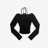 ランカシャー スリット ホルターネック T シャツ
