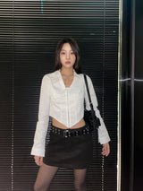 [UNISEX] 2ラインアイレットベルト (ブラック)