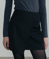 Happiness Two Button Wrap Skirt_Black