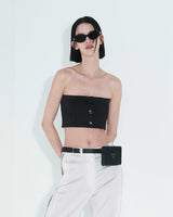 ローエッジボタンチューブトップ / Raw Edge Button Tube Top _ Black