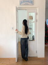 Pector Western Stud Embroidery Washed Long Wide Denim Pants