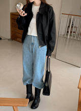 Classic Autumn Crop Leather Jacket (2color)