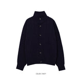 ハイネックケーブルカーディガン