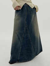 ビンテージデニムマクシスカート / Vintage Denim Maxi Skirt (Banding)