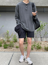 レイトンピグメントオーバーサイズフィットウォッシングスリット長袖Tシャツ / Layton Pigment Oversized Fit Washing Slit Long Sleeve Tee (5 colors)