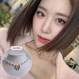 Adorable Ribbon Pearl Choker Necklace - Gold