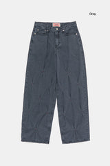 Red clown wide denim pants