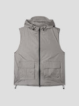 アウトポケットナイロンフードベスト / Out pocket nylon hood vest 4color