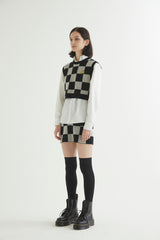 CHECKERBOARD KNIT VEST BLACK (6608604102774)