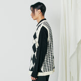 チェックニットベスト / ARGYLE & HOUND CHECK KNIT VEST BLACK