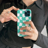 Checkerboard Green Iphone Hard case (6674345295990)