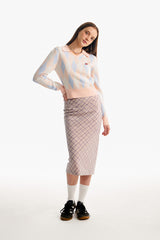 スモールチェリーアーガイルカラーニット／SMALL CHERRY ARGYLE COLLAR KNIT [SALMON]