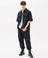 TWO TUCK CARGO STRING JOGGER PANTS (BLACK) (6585162334326)