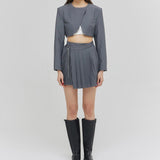 カッティングクロスクロップジャケット/CUTTING CROSS CROP JACKET GRAY (6682531922038)