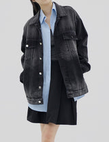 ウォッシングブラックブルーボクシージャケット / Washing Black Blue Boxy Jacket