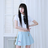 1 0 デニムプリーツスカート / 1 0  denim pleated skirt - LIGHT BLUE