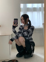 scarf striped knit top