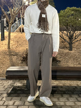 LMN ピンタックバックバンディングワイドスラックス / LMN pin tuck back-banding wide slacks (4 colors)