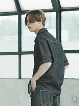 リネンオーバーデニムシャツ/M205 LINEN OVER DENIM SHIRT_BLACK
