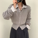 オールデイツイストVネックカーディガン / [Bellide made] All-Day Twist V-Neck Cardigan