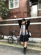 モリガールコルセットパンチングフリルレーススリーブレス