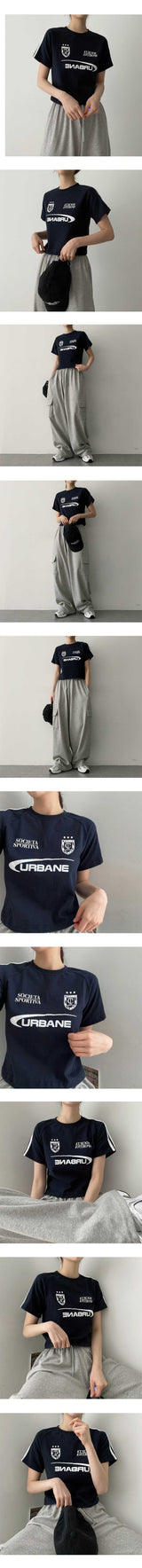 ヴェインラインクロップド半袖Tシャツ / Vaneline Cropped Short-Sleeved T-Shirt
