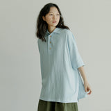 ハーフヘンリーネックシャツ / unisex half henlyneck shirts sky blue