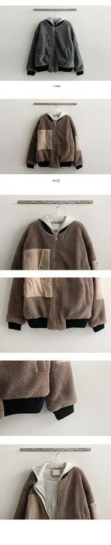 [Quilted] Mell Foggy Wool Double Layered Pocket Zip-Up Jumper