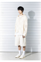 チェックボードメッシジップアップニット/CHECKERBOARD MESHED ZIP-UP KNIT