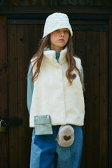 POCKET POINT 2 WAY CROP FUR JACKET [IVORY]