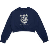 Cheerful logo short sweat shirt (navy) (6684429647990)