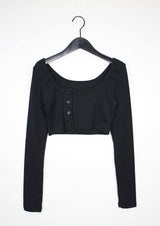 ボタンレイヤードクロップTシャツ/Button Layered Crop T-shirt (3color)