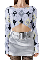 CHROME ARGYLE CROP TOP (BLUE) (6699120459894)