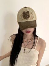 コーニルy2kウォッシング刺繍パッチカラーマッチングボールキャップハット/Cornil y2k Washing Embroidery Patch Color Matching Ball Cap Hat