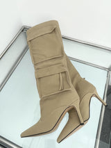 1028. Cargo stiletto long boots heel (2color)