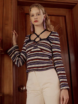 Strappy halter neck Knit (Purple)