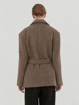 BELTED HALF COAT -BROWN (6644097220726)