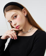 スクエアネックロングスリーブクロップトップ/SQUARE NECK LONG SLEEVE CROP TOP _ BLACK
