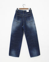 クラックディープダークブルーパンツ / No.520 Crack deep dark blue pants