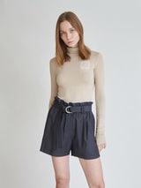 HIGH WAIST BELT BANDING HALF PANTS (6679779672182)