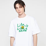 ビッグドローイングレターフラワー半袖Tシャツ